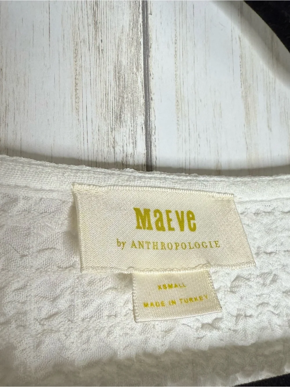 Anthropologie Maeve White Textured Puff-Sleeve Top XS